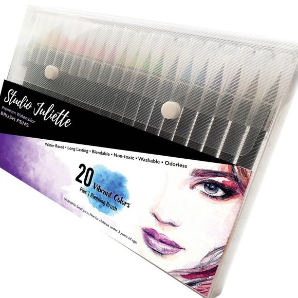 NIB Studio Juliette Watercolor Brush Pens - 20 Colors Plus 1 Blending Brush - Picture 3 of 5
